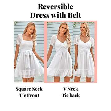 Dokuritu Women's Dresses Summer Plaid Gingham Checkered Cottagecore Puff Sleeve Smocked Cute Teen Babydoll Mini Dress 2023