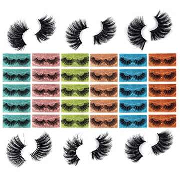 Ruairie 25MM Lashes Wholesale Bulk Long Dramatic 3D Fake Eyelashes Strip Volume Faux Mink Lashes Pack 30 Pairs 6 Styles