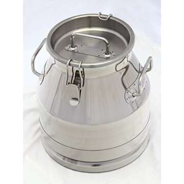 Stainless Steel Milk Transport Cans with Strong, Sealed Lid and Optional Spigot (5 Gallon)