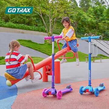 Gotrax KS1 Kids Kick Scooter, LED Lighted Wheels and 3 Adjustable Height Handlebars, Lean-to-Steer &...