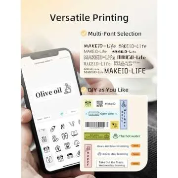 Makeid L1 Label Maker Machine with Tape - Portable & Rechargeable Label Makers Compatible with 9/12/16mm Waterproof Tape - Mini Bluetooth Labeler for Organizing Home Office School