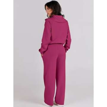 Caracilia Womens 2 Piece Outfits Lounge Sets Oversized Sweatshirt Sweatpants Sweatsuit Matching Sweat Set 2024 Fall Tracksuit Hot Pink Small