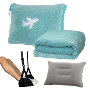 Nenolix 3-in-1 Travel Set: Ultimate Comfort for Plane Travel with Blanket, Pillow & Footrest