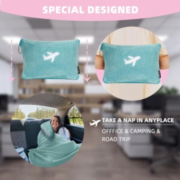 Nenolix 3-in-1 Travel Blanket Pillow Set with Airplane Footrest