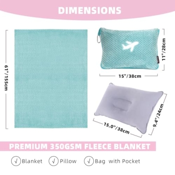 Nenolix 3-in-1 Travel Blanket Pillow Set with Airplane Footrest