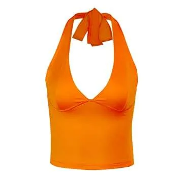 DREAM SLIM Sexy Tie Back Halter Crop Top for Women
