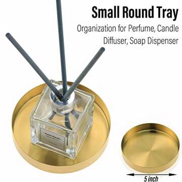 FREELOVE Gold Tray - Round Brass Serving Platter for Food & Decor