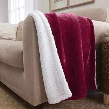 Genteele Sherpa Throw Blanket Super Soft Reversible Ultra Luxurious Plush Blanket, 50 x 60 inches, Rich Burgundy Red/White