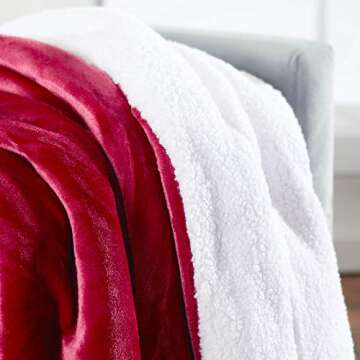 Genteele Sherpa Throw Blanket Super Soft Reversible Ultra Luxurious Plush Blanket, 50 x 60 inches, Rich Burgundy Red/White