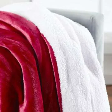 Genteele Sherpa Throw Blanket Super Soft Reversible Ultra Luxurious Plush Blanket, 50 x 60 inches, Rich Burgundy Red/White