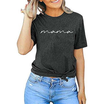 ASTANFY Mama Shirts Women Mama Graphic Tee for Moms
