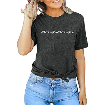 ASTANFY Mama Shirts Women Mama Graphic Tee for Moms