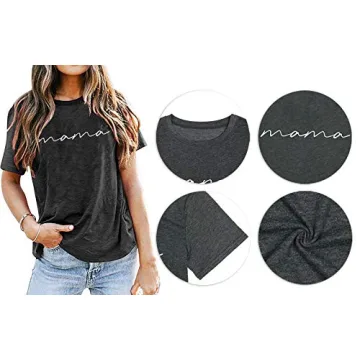 ASTANFY Mama Shirts Women Mama Graphic Tee for Moms