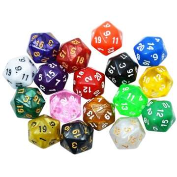 SmartDealsPro 10-Pack 20 Sided Dice D20 Polyhedral Dice for DND RPG MTG Table Game (Color 1)