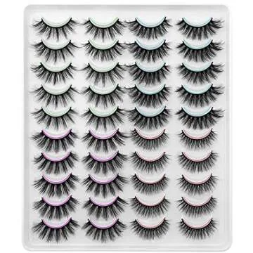 DYSILK Mink Lashes False Eyelashes - Wispy Lashes Natural Look 20 Pairs Lashes Pack 4 Styles Mixed Faux Mink Eyelashes 6D Fake Eyelashes Fluffy Cat Eye Lashes Pack| 11mm-20mm
