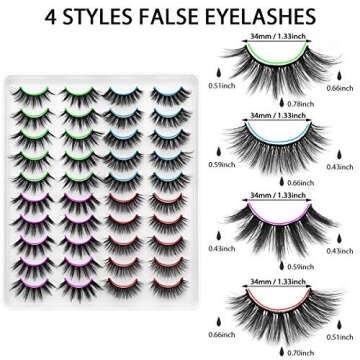 DYSILK Mink Lashes False Eyelashes - Wispy Lashes Natural Look 20 Pairs Lashes Pack 4 Styles Mixed Faux Mink Eyelashes 6D Fake Eyelashes Fluffy Cat Eye Lashes Pack| 11mm-20mm
