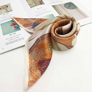 100% Mulberry Silk Scarfs for Women - Lightweight Square Satin Head Scarf - Small Silk Hair Scarf with Gift Packed 21" x 21"