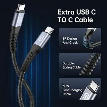 Syncwire USB C Car Charger 60W [PD 30W & QC 30W] Fast Charging USB Adapter with 5FT Type C Coiled Cable Compatible with iPhone 16/16 Plus/16 Pro/16 Pro Max/Galaxy S23/S22/ Google Pixel 7/7Pro