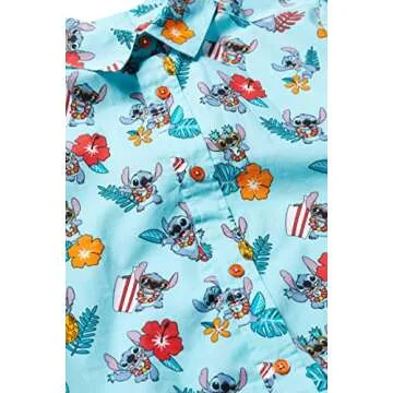 Disney Lilo & Stitch Big Boys Hawaiian Button Down Dress Shirt 10-12