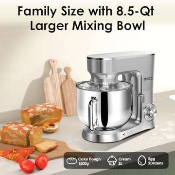 Kitchen in the Box Stand Mixer, 900W 8.5 QT Kitchen Electric Mixer, 10-Speed Large Capacity Tilt-hea...