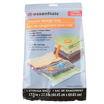 3 NEW ESSENTIALS Large VACUUM STORAGE BAG SPACE SAVER 17.5 in x 27.5 in