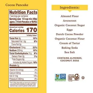 Simple Mills Cocoa Pancake and Waffle Mix, Just add Water, Gluten Free, Paleo Friendly, Breakfast, 10 oz (1 pack)