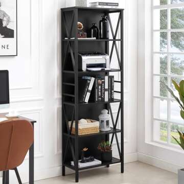 Stylish 6-Tier HOMISSUE Tall Bookshelf for Home & Office