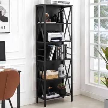 Stylish 6-Tier HOMISSUE Tall Bookshelf for Home & Office