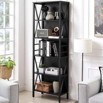 Stylish 6-Tier HOMISSUE Tall Bookshelf for Home & Office