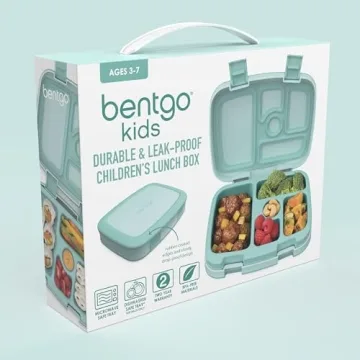 Bentgo Kids Bento-Style 5-Compartment Leak-Proof Lunch Box - Ideal Portion Sizes for Ages 3 to 7 - Durable, Drop-Proof, Dishwasher Safe, BPA-Free, & Made with Food-Safe Materials (Seafoam)