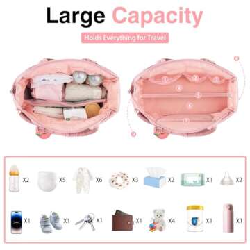 KUBYA Diaper Bag Tote, Baby Diaper Tote Bags Crossbody Hospital Bag Travel Large Mommy Bag, with Silicone Pacifier Case