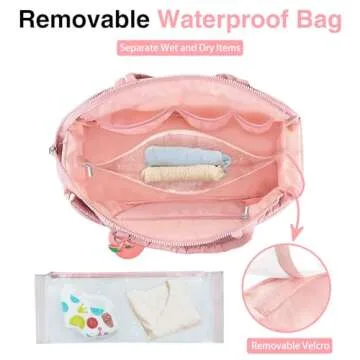 KUBYA Diaper Bag Tote, Baby Diaper Tote Bags Crossbody Hospital Bag Travel Large Mommy Bag, with Silicone Pacifier Case