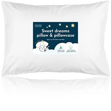 Toddler Pillow with Pillowcase - 13x18 Soft Organic Cotton Toddler Pillow for Sleeping - Washable Na...