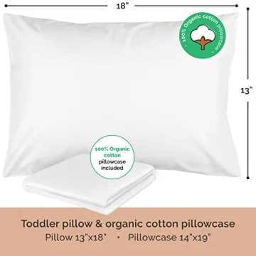 Organic Cotton Toddler Pillow with Case for Sleeping