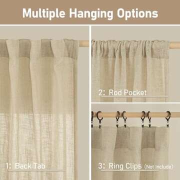 LAMIT Light Filtering Linen Curtains 84 inches Long for Bedroom, Faux Linen Textured Semi Sheer Back...