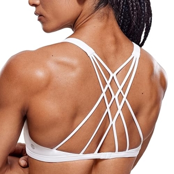 CRZ YOGA Women's Strappy Sports Bra - Criss Cross Back Padded Medium Support Wireless Bra Sexy Worko...
