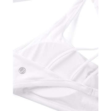 CRZ YOGA Women's Strappy Sports Bra - Criss Cross Back Padded Medium Support Wireless Bra Sexy Workout Yoga Bra White Small