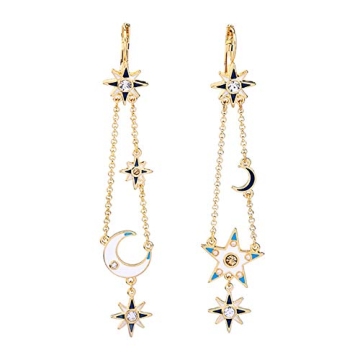 Exaggerated Luxury Sun Moon Stars Drop Earrings for Women