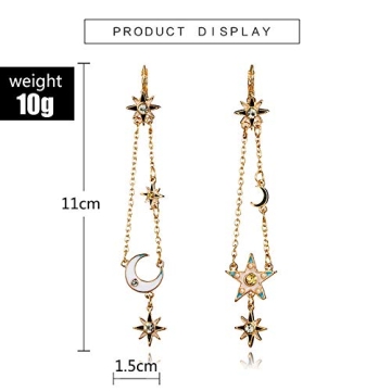 Exaggerated Luxury Sun Moon Stars Drop Earrings for Women