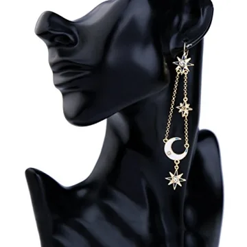 Exaggerated Luxury Sun Moon Stars Drop Earrings for Women