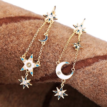 Exaggerated Luxury Sun Moon Stars Drop Earrings for Women