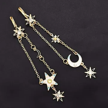 Exaggerated Luxury Sun Moon Stars Drop Earrings for Women