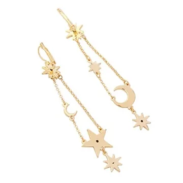 Exaggerated Luxury Sun Moon Stars Drop Earrings for Women