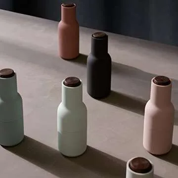 Salt Grinder and Pepper Grinder Set of 2, Black Pepper Grinder & Sea Salt Grinder Inverted Design, Salt Pepper Grinder Set, Tall Glass Bottle Grinder Set, Pepper Mill & Salt Mill (Beech-Carbon Ash)