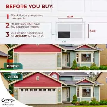 Magnetic Garage Door Windows | Now 2X Stronger | Decorative Black Window Decals for Two Car Garage | Magnets Hardware Set | Faux Kit | Perfect Decoration & Easy Installation Home Upgrade