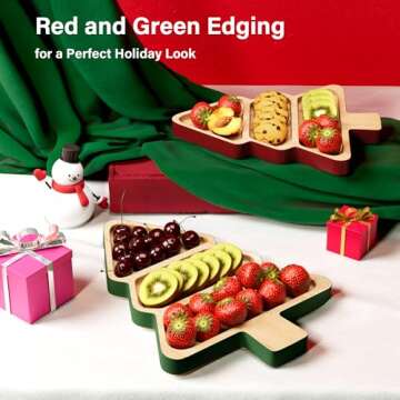 Dofira Christmas Serving Platters Set of 2, Wooden Christmas Tree Shaped Serving Trays, Charcuterie ...