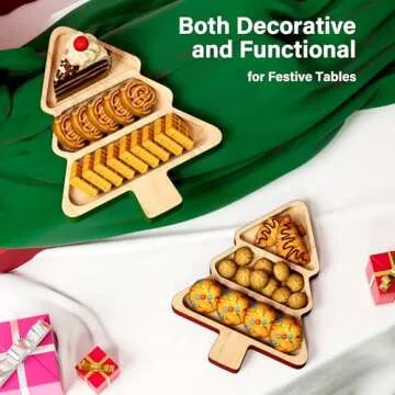Dofira Christmas Tree Serving Platters Set of 2 - Perfect for Holidays