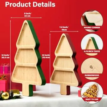 Dofira Christmas Tree Serving Platters Set of 2 - Perfect for Holidays