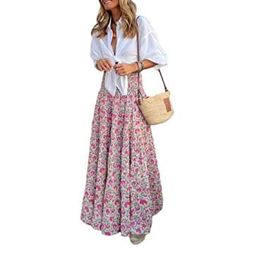 Womens Flowy Maxi Skirt Vintage Floral Print for All Occasions