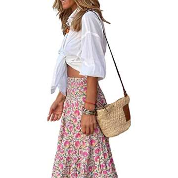 Womens Flowy Maxi Skirt Vintage Floral Print for All Occasions